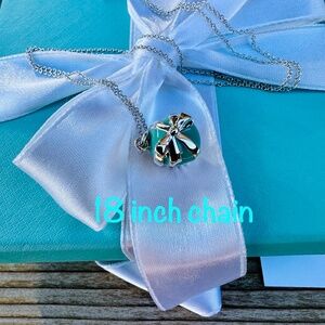 Tiffany & Co Blue Enamel Cupcake Charm Pendant Necklace Silver 18 inch